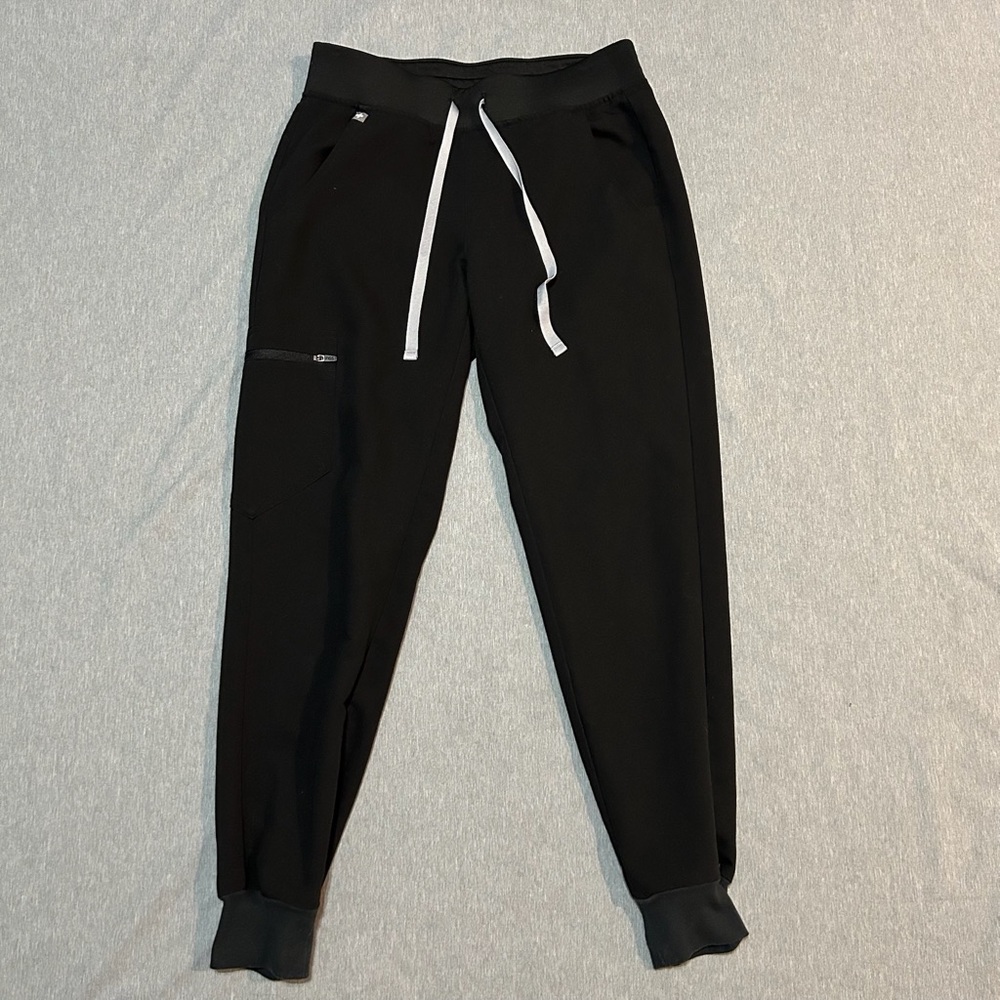 FIGS Zamora Jogger Scrub Pants Black XS Petite W18SW2005P Nurse Medical